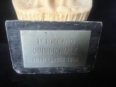 🔴 Statua SANTINI busto David scultura marmo giallo ambrato h 15 vintage 1966