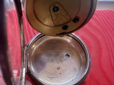 Montre Poche Argent 925 A Cane 3 Charnières Antique Londres 1870 Fonctionne
