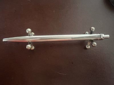 🔴 MONTEGRAPPA penna sfera cromata finitura RODIO pulsante a scatto scrive