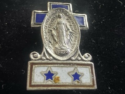 🔴 Madonna Miracolosa ARGENTO 925 bandiera USA WW2 spilla 2 GUERRA MONDIALE