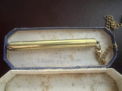 🔴 Matita meccanica retrattile laminata oro 18 k ciondolo chatelaine antica B