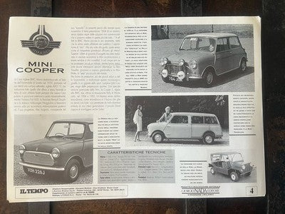 🔴 MINI COOPER Posterdruck 35x25 IL TEMPO Original Vintage 4 Stück 