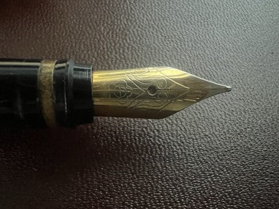 🔴 Penna stilografica marmorizzata rossa venature brillanti a pistone vintage H