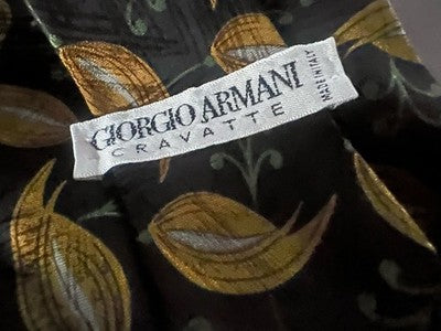 🔴 GIORGIO ARMANI cravatta uomo seta fantasia oro verde nero vintage