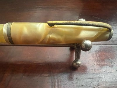 Globus Stylo-Plume Stylo à Plume Celluloid Nacre A Piston Écrit Vintage
