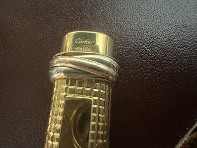 🔴 CARTIER penna sfera Trinity Godron placcata oro iniziali MC con astuccio