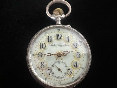 🔴 Orologio tasca ANTI MAGNETIQUE carrozza Ligne Droite manuale funziona vintage