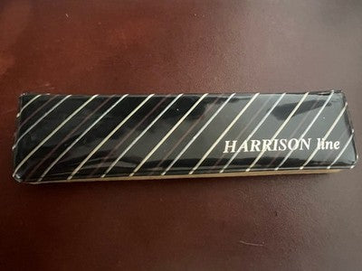 🔴 HARRISON penna a sfera dorata rigata clip incisa astuccio vintag