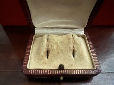 🔴 Scatola orecchini astuccio cofanetto tessuto floreale a scatto antica 1920