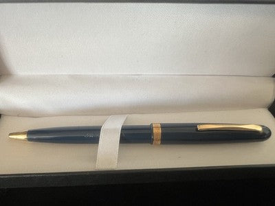 🔴 OMAS penna sfera Extra blu intensa con greca placcata oro scrive vintage