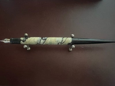 🔴 Penna stilografica AUREA stiloforo celluloide madreperla pulsante fondo DURF