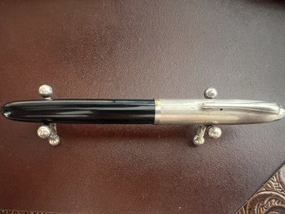 Lus Pen Fountain Pen 59 Black With Hood Chrome Marking Vintage 1950 n.1
