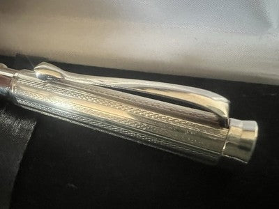 🔴 CESARE EMILIANO penna sfera ARGENTO 925 guilloché cesellata a mano garanzia