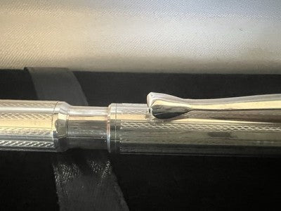César Emiliano Stylo-Plume Sphère Argent 925 Guilloché Ciselé À Main Garantie