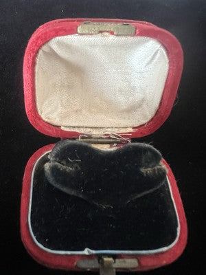 🔴 Scatola orecchini astuccio custodia gioiello originale seta rossa antica 1920