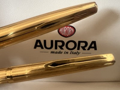 Aurora Stylo-Plume Stylo à Plume Et Sphère 98 Or F Scrivono Plaqué Vintage