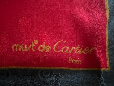 🔴 CARTIER foulard seta jacquard tono su tono Nuit de Cartier originale VINTAGE