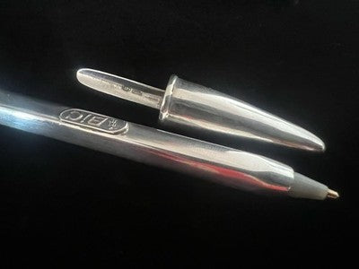 🔴 BIC penna sfera ARGENTO 925 MASSICCIO Silver Edizione Limitata astuccio NOS