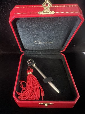 Cartier Stylo-Plume Sphère Plaqué Argent Mini Stylus Pendentif Rare Écrit