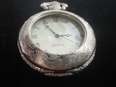 🔴 Orologio tasca uomo donna cromato cesellato Movimento al quarzo funziona