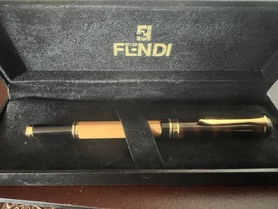 Fendi Pen Fountain Pen Lacquer Double Colour Finishes Golden Pen (M)