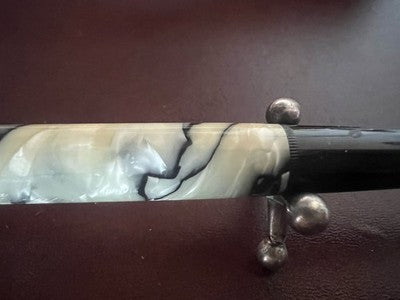 🔴 Penna stilografica AUREA stiloforo celluloide madreperla pulsante fondo DURF