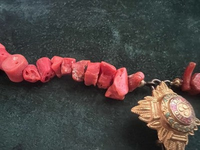 🔴 Collana CORALLO NATURALE con chiusura gioiello smaltata vintage ’70