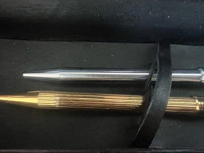 🔴 AURORA Marco Polo chrome and gold ballpoint pens write 2 PENS A 