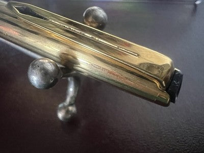 🔴 AURORA penna sfera 98 resina nera cappuccio metallo dorato scrive vintage