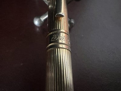 🔴 DELTA penna sfera dorata millerighe pulsante a scatto scrive vintage