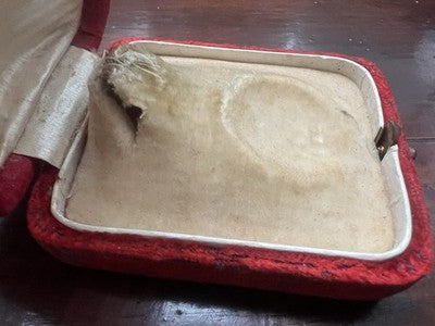 🔴 Scatola box orologio tasca astuccio cofanetto tessuto rosso vintage 1920