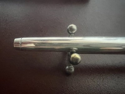 🔴 Penna sfera roller ARGENTO MASSICCIO 925 millerighe a scatto vintage
