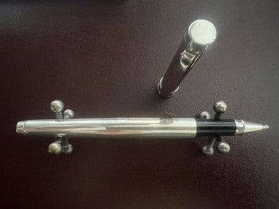 Roter Kugelschreiber, massives 925er Silber, Vintage-Klick 
