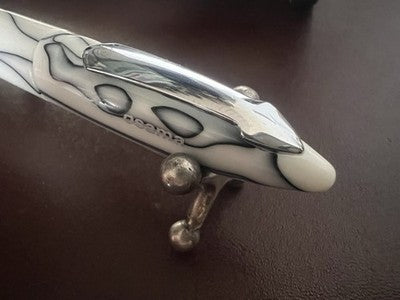 Osama Pen Sphere Marble White Marbled Black Marking Vintage