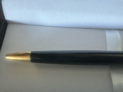 🔴 WATERMAN penna sfera Hemisphere lacca nera lucida profili dorati scrive