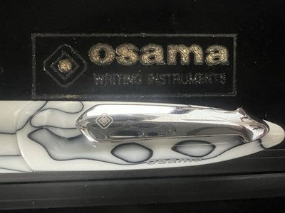🔴 OSAMA penna sfera marmorizzata bianca venature nere scrive vintage