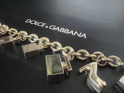 Dolce & Gabbana Bracelet Charm Jewel Steel Golden With Hanging Iconici