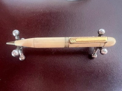 Red Napoleon Fountain Pen And Pencil Celluloid Ivory Communion Vintage Set