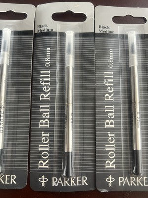 Parker Recharge Stylo-Plume Roller Ball Encre Noir M 3 Pièces Recharge