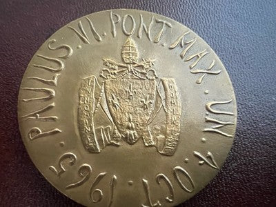 🔴 Medaglia VATICANO Papa PAOLO VI Alumna amoris 14 ottobre 65 bronzo FDC