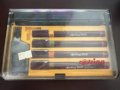 🔴 ROTRING penne Rapidograph da disegno tecnico inchiostro astuccio vintage B