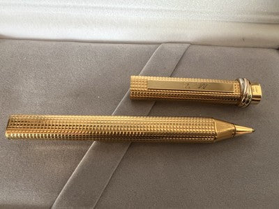 🔴 CARTIER Vendome GODRON vergoldeter MC rot-weißer Kugelschreiber 