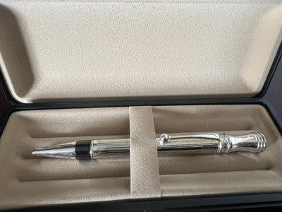 Campo Marzio Stylo-Plume Sphère Chrome Et Laque Noire Plaqué Argent Écrit