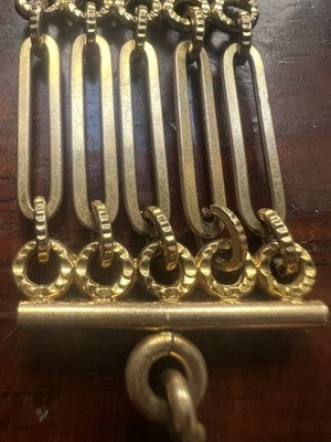 🔴 CATENA orologio tasca Vittoriana chatelaine sigillo pinchbeck antica 1800 N.1