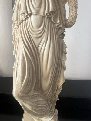 🔴 Statua dea greca polvere di marmo R.B. drappeggi lavorati h 44 Italy vintage