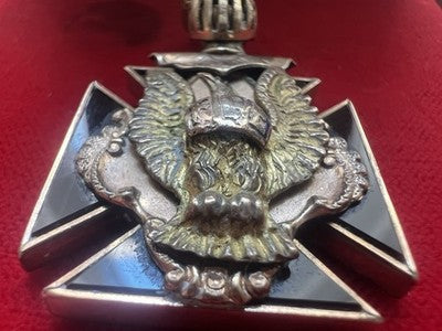 🔴 Croce MASSONICA ciondolo fob placcata oro Fraternal Order Eagles antica
