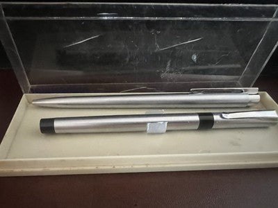 🔴 WATERMAN penne a sfera metallo satinato una con cappuccio a scatto vintag