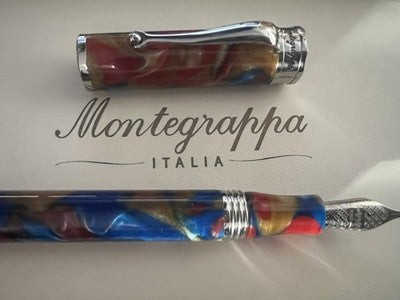 🔴 MONTEGRAPPA stilografica Ducale Murano resina iridescente pennino 1.5 Stub