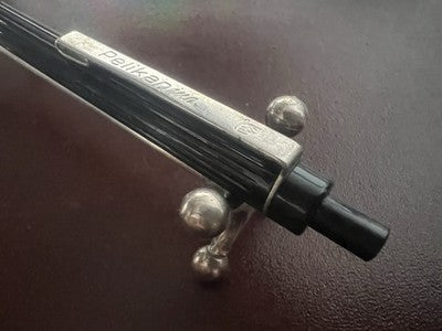 🔴 PELIKAN penna sfera PELIKAnina nera cromata a scatto scrive vintage