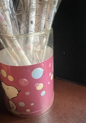SNOOPY New Pencils With Eraser + Illustrated Vintage Pencil Case Lot Of 10 Pcs